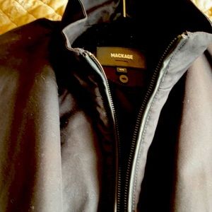 Mackage Adela Black vest zip in/out hooded raincoat. Belt Knee length Great fit.